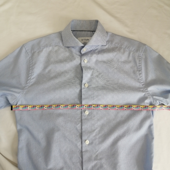 Eton Super Slim Fit Men's Dress Shirt Blue Dots 14.5 - Picture 14 of 16